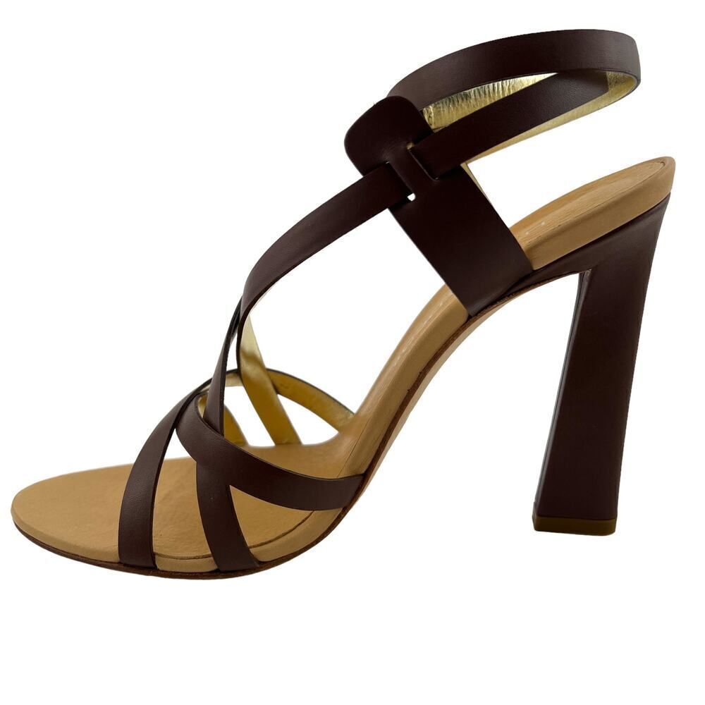 New DSQUARED2 Women US 8 Brown Leather Stiletto Pump Sandals Ankle Strap IT $650 - Picture 6 of 16